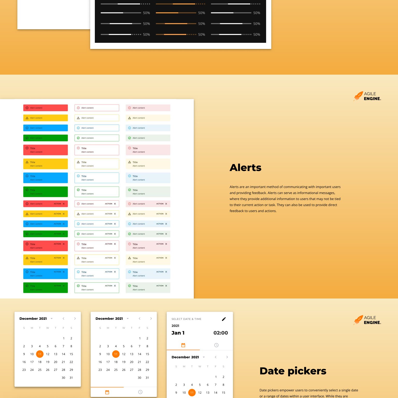 AE Design System alerts and date picker components