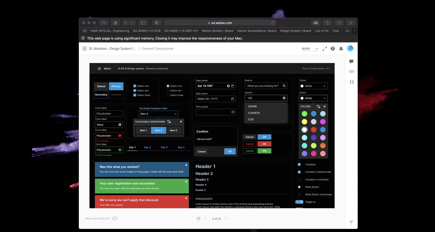 The medical design system components in the design tool