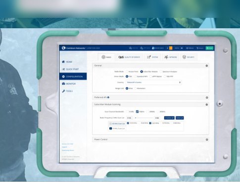 Network management UI on a tablet in a rugged field case